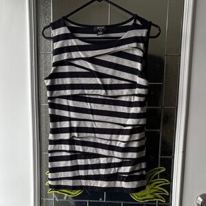 Striped Sleeveless Top in Black and Gray